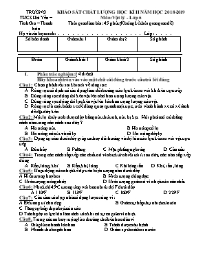 Đề khảo sát chất lượng học kỳ II môn Vật lí Lớp 6 - Năm học 2018-2019 - Trường THCS Hải Yến (Có đáp án)